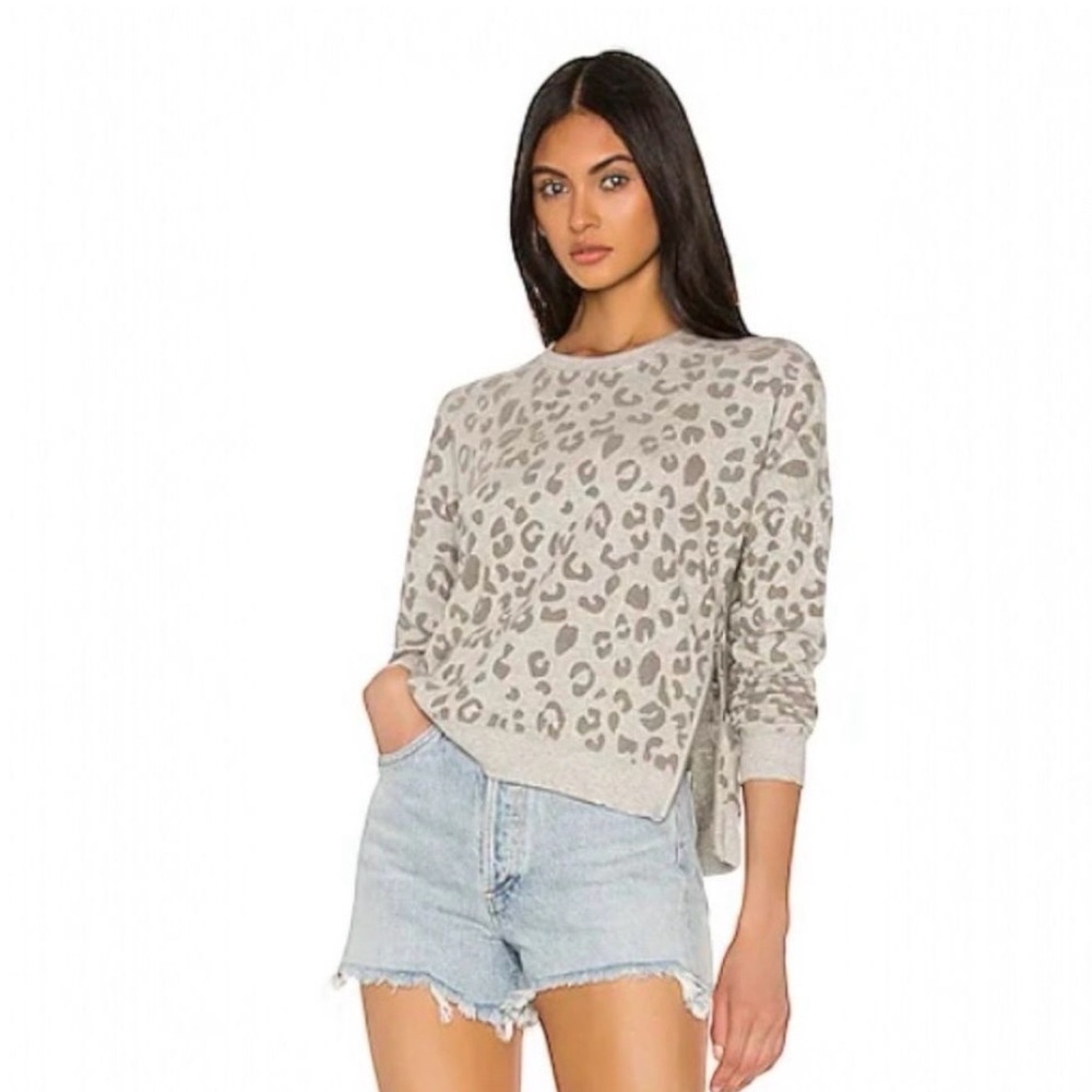 Rails Marlo Gray Leopard Print Sweatshirt Sz Med-0146